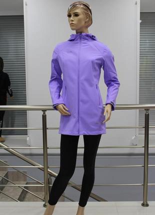 Куртка женская удлиненная high expirience softshell фиолетовая2 фото
