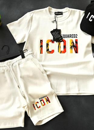 Чоловічий брендовий комплект футболка+ шорти dsquаrеd2