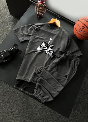 Летний мужской спортивный трикотажный костюм футболка и штаны nike air jordan