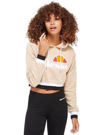 Брендове вкорочене стильне худі світшот з логом принтом на манжетах ellesse оригінал худи укороченое