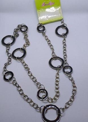 Длинная колье цепь серебристого цвета цепочка