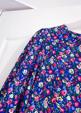 Винтажное цветочное платье с обьемным рукавом и плечами «фонарик»5 фото