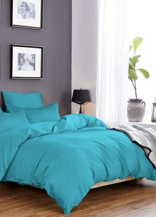 Комплект сатинового постельного белья бирюзового цвета, все размеры, отправка сегодня1 фото