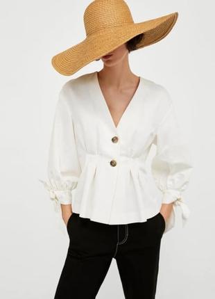 Красивая льняная блуза блузка из натуральной ткани лен+хлопок от zara3 фото