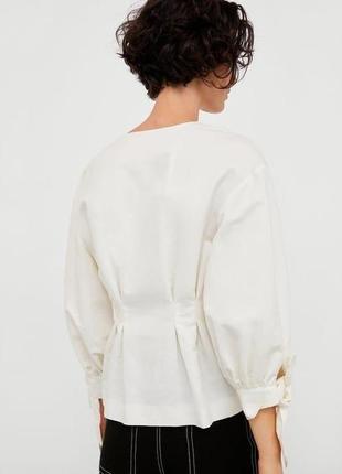 Красивая льняная блуза блузка из натуральной ткани лен+хлопок от zara4 фото
