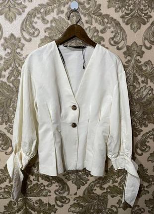 Красивая льняная блуза блузка из натуральной ткани лен+хлопок от zara7 фото