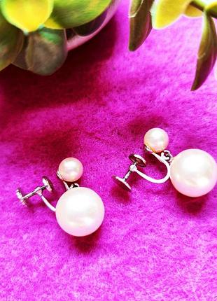 Серьги на винтах marvella, две бусины, винтаж