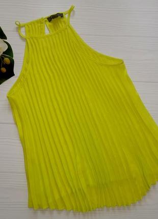 Неоновая лимонная майка- блуза гофре р.м