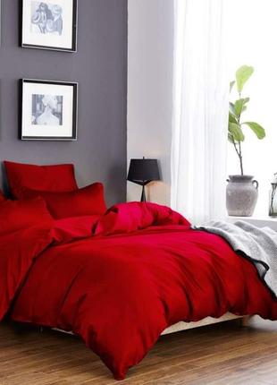 Комплект сатинового постельного белья красного цвета, все размеры, отправка сегодня1 фото