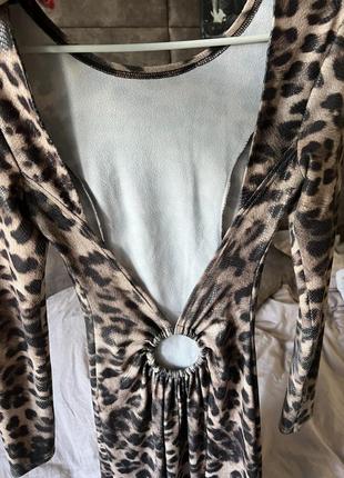 Леопардовое платье к полу3 фото