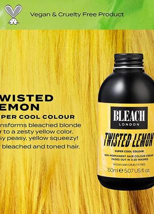 Twisted lemon, жовта тимчасова фарба для волосся від bleach london3 фото