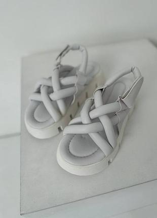 Стильные сандалии, босоножки белые на платформе/танкетке,женская обувь на лето 2023-2024 5