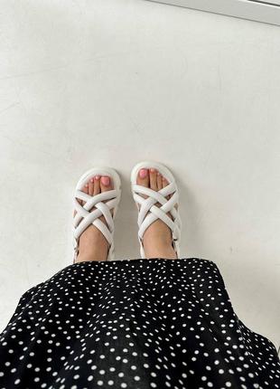 Стильные сандалии, босоножки белые на платформе/танкетке,женская обувь на лето 2023-2024 8