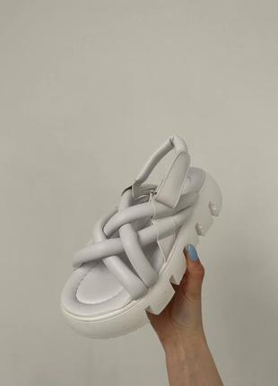 Стильные сандалии, босоножки белые на платформе/танкетке,женская обувь на лето 2023-2024 7