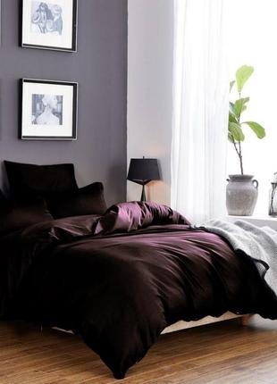 Комплект сатинового постільної білизни "темний шоколад", всі розміри, відправка сьогодні