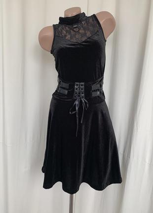 Готичное готическое панк рейв платье бархат poizen industries2 фото