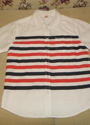 Яркая летняя рубашка gymboree на мальчика (лен+хлопок)