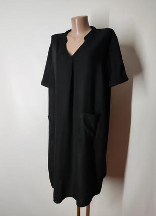 Лляне чорне плаття вільного крою