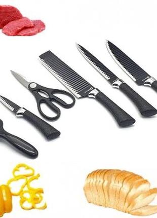 Набір кухонних ножів із нержавіючої сталі zepline zp-035 6 предметів5 фото