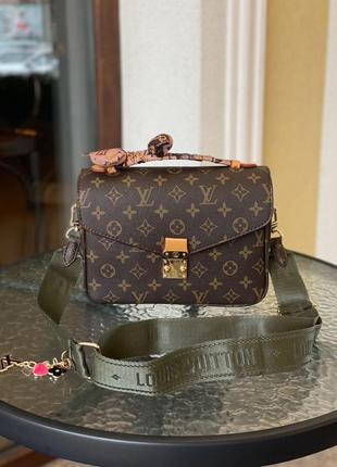 Сумка в стиле louis vuitton pochette metis new brown/green