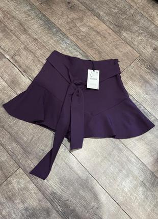 Шорти - спідниця з воланами та поясом від бренду zara оригінал