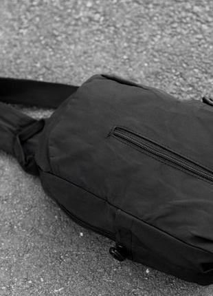 Чоловіча сумка нагрудна слінг flame чорна тканинна через плече бананка однолямковий рюкзак cross bod6 фото