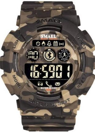 Мужские спортивные камуфляжные смарт-часы smael 8013 smart watch, наручные спортивные часы военные армейские бежевый камуфляж