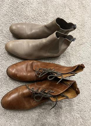 Полуботинки серые, коричневые из натуральной кожи