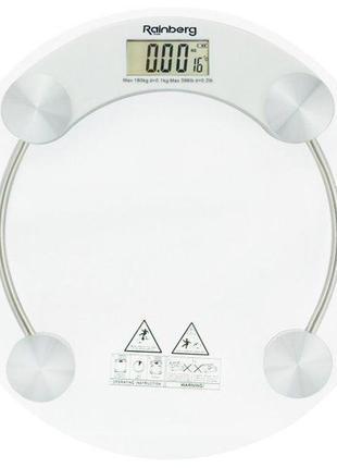 Ваги підлогові скляні rainberg rb-2003a (круглі) на 180 кг з термометром