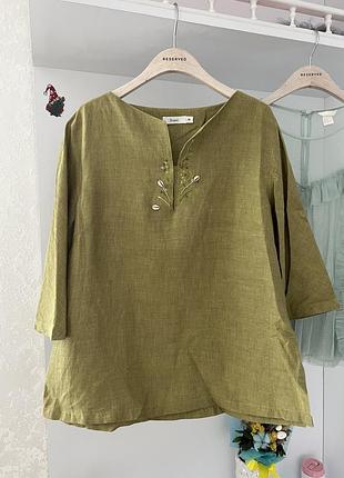 Крутая льняная блузка батал marks & spenser