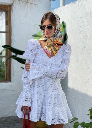 Платье мини прошва хлопок с воланами