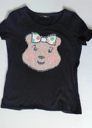 Футболка чорна з паєтками