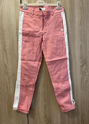 Andre tan укороченные хлопковые брюки персикового оттенка1 фото