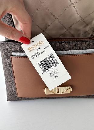 Женская брендовая сумочка michael kors cece brown logo сумка кроссбоди crossbody оригинал кожа мишель корс майкл корс на подарок жене девушке9 фото