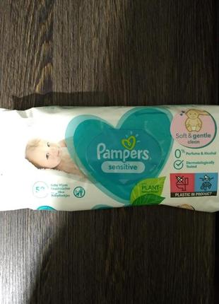 Вологі дитячі серветки pampers4 фото