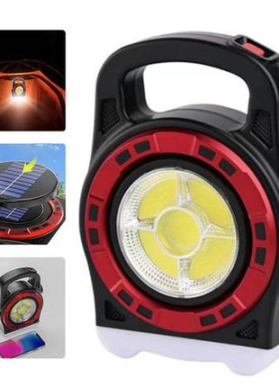 Ліхтар переносний 6678с-3led+5cob, power bank, li-ion акумулятор, waterproof, сонячна батарея, зу mi