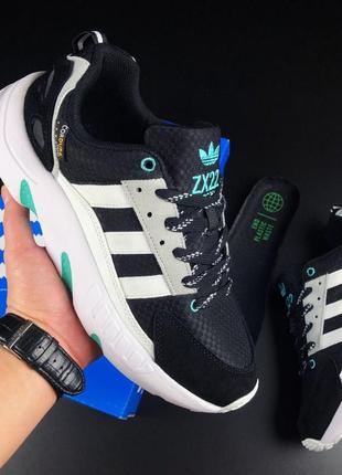 Чоловічі кросівки Ribbed adidas zx 22 boost замшеві чорно-білі м'ятні