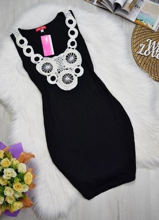 Платье мини черное с вязкой1 фото