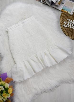 Спідниця біла резинка міні юбка