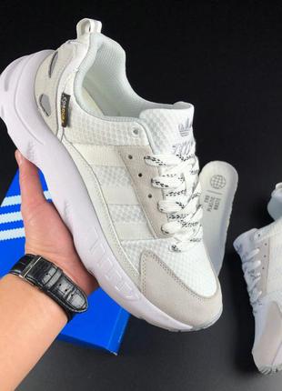 Чоловічі кросівки adidas zx 22 boost замшеві білі бежеві сірі