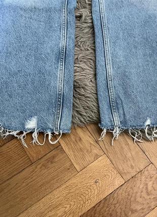 Джинси zara z1975 full length ripped mid blue jeans5 фото