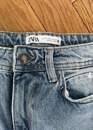 Джинси zara z1975 full length ripped mid blue jeans6 фото