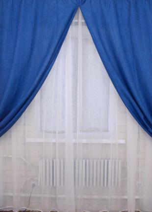 Комплект готових штор "мішковина синя".