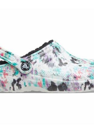 Crocs classic крокси утепленние немножко спортивние резиновие яркиеtie-dye очень удобние1 фото