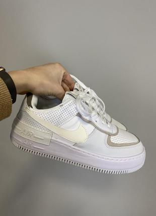 Женские кроссовки nike air force shadow white cream grey / smb