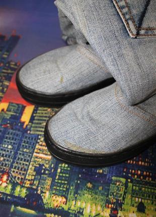 Джинсові черевики чоботи ручної роботи з карманами високі оригінальні ексклюзивні тканеві кеди кеды8 фото