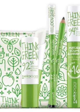 Bellaoggi kit think green набір косметики (туш для вій+олівець для очей+гігієнічна помада+косметичка)