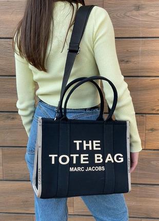 Сумка шоппер в стиле marc jacobs medium tote bag black/cream
