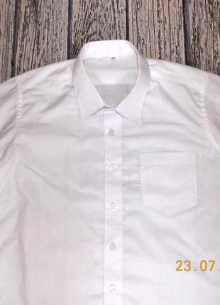 Белоснежная фирменная рубашка для мальчика 9-10 лет, 134-140 см4 фото