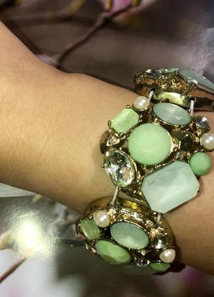 Изысканный массивный браслет с камнями ⭐️